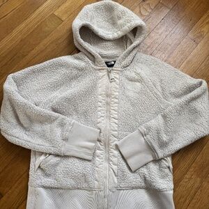 The North Face Fleece Zip up Hoodie - Cream - size small